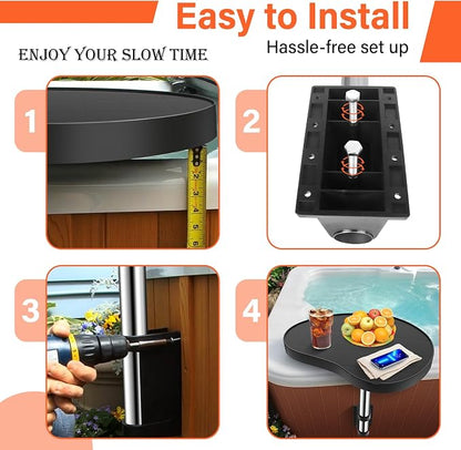 Hot Tub Tray,Hot Tub Drink Holder 360° Rotation,Non-Slip Heavy Duty Hot Tub Table Tray,Design Spa Tray Cup Holder for Hot Tub