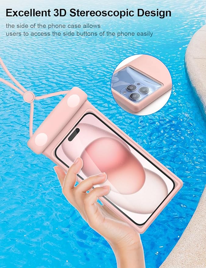 wellhouse 3D Waterproof Phone Pouch with Lanyard,Premium TPU100FT Deep Waterproof Phone Case for iPhone 17 16 15 14 13 12 Pro Max XS Samsung,Snorkeling, Surfing, Kayaking,Skiing,Hot Springs