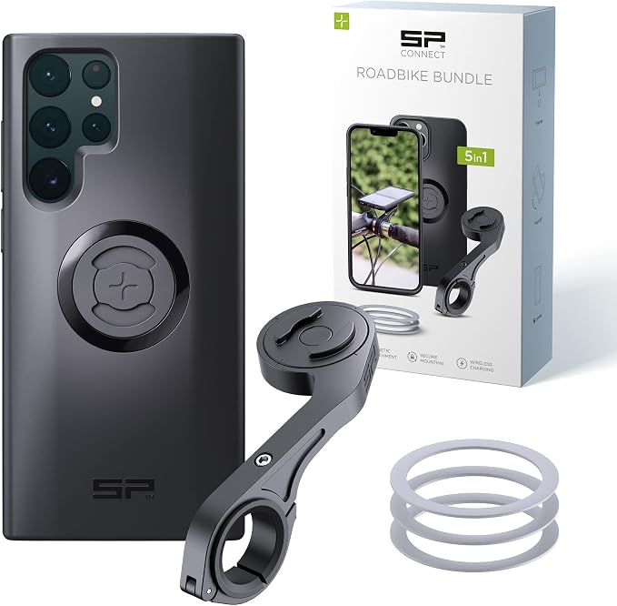 SP CONNECT Road Bike Bundle | SPC+ | Compatible with Samsung S22 Ultra | Bike Phone Mount | Bicycle Accessories and Bike Phone Holder | Cell Phone Holder Black