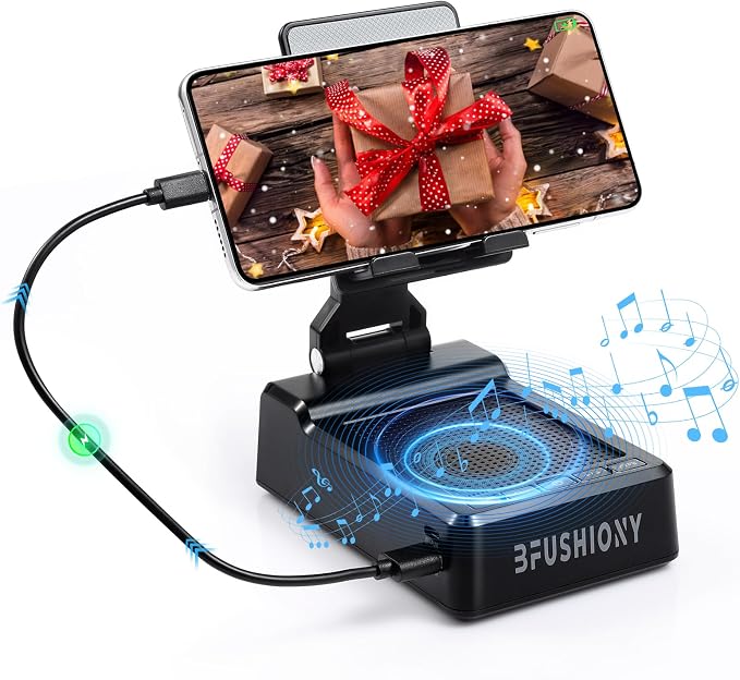 Father's Day Gifts for Dad, Birthday Gifts for Men Women, Cell Phone Stand with Bluetooth Speaker with 5000mAh Charger, HD Surround Sound for Desk