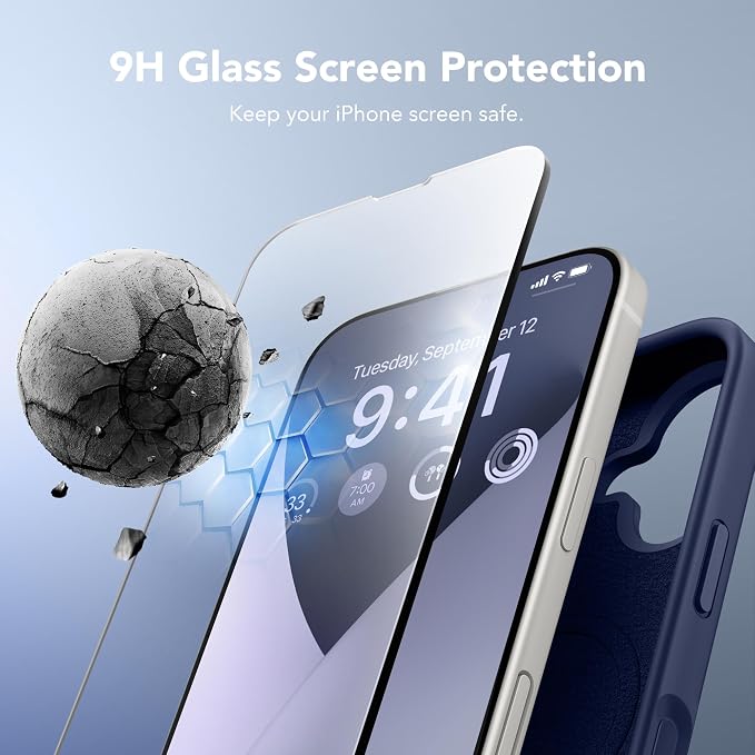 GONEZ Magnetic for iPhone 16 Case, Compatible with MagSafe, [Screen Protector + Camera Lens Protector], Liquid Silicone Shockproof Protective Phone Case for iPhone 16 6.1", Midnight Blue