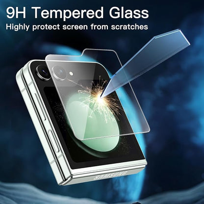 JETech Front Screen Protector for Samsung Galaxy Z Flip 5, 3-Pack | Tempered Glass, Easy Installation Tool, HD Clear, Case-Friendly