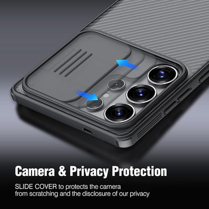 Nillkin for Samsung Galaxy S25 Ultra Case with Camera Cover, [Lens Protection] Mil-Grade Shockproof Protective Bumper Hard Cover Slim Phone Case for Galaxy S25 Ultra Cases 6.9'' Clear Black