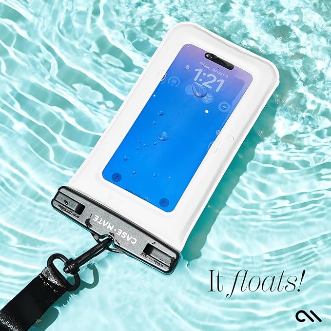 Case-Mate 2 Pack IP68 Waterproof Phone Pouch - Floating Waterproof Phone Case w/Crossbody Lanyard - Beach Cruise Ship Travel Essentials - Compatible w/All Devices, Touchscreen Friendly - Sand Dollar