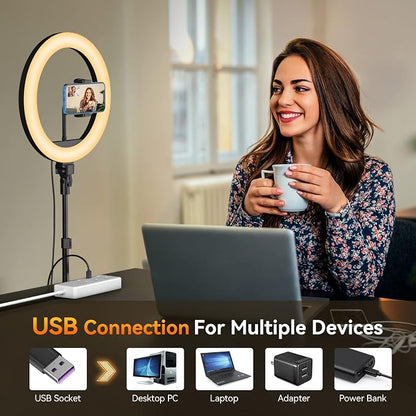 TODI 12" Ring Light with 63" extendable Tripod Stand, Selfie RingLight with Phone Holder and Selfie Remote, 2-in-1 Dimmable LED Ring Light for Makeup, Live Stream, Photography