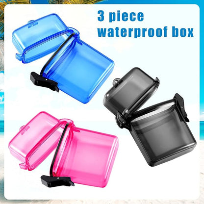 Outus 3 Pcs Waterproof ID Badge Holder Case with Waterproof Buckle Floating Sports Case Locker with Adjustable Hanging Rope Plastic Card Dry Box(Rose, Blue, Black,4.72 x 2.95 x 1.57 in,Classic)