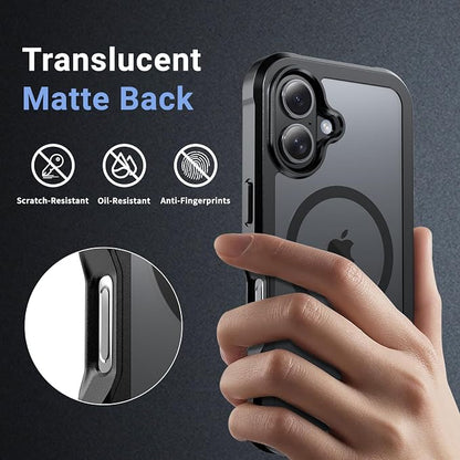 jaroco Magnetic for iPhone 16 Case, [Compatible with MagSafe][Military Grade Drop Protection][Heavy Duty Protection][Non-Slip][Shockproof] 2-Layer Durable Bumper Phone Case 6.1''-Black