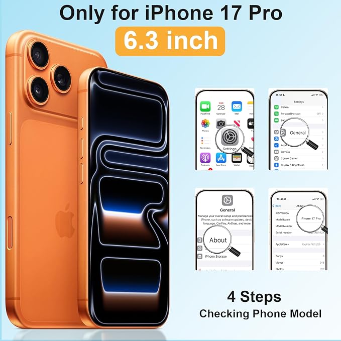 Beasyjoy for iPhone 17 Pro Case Waterproof, Built-in Screen Protector & Full Body Protection, Heavy Duty Rugged Military Shockproof Dustproof Case for Outdoor, Compatible with MagSafe, 6.3 inch Orange