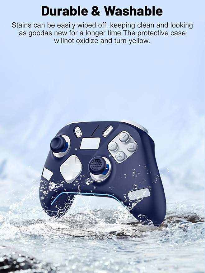 Silicone Protective Case for Flydigi Apex 5 Wireless Controller, Full-Body Protective Cover with Precise Cutout, Shockproof Dustproof Protector Sleeve & Scratch-Resistant Sleeve (Blue)