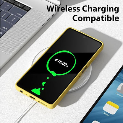 oakxco for Motorola Moto G Power 2025 Case Liquid Silicone, Cute Thin Slim Grip Soft Rubber Gel for Women Men, Smooth Matte TPU Plain Solid Color Girly Simple Case with Camera Cover, Yellow