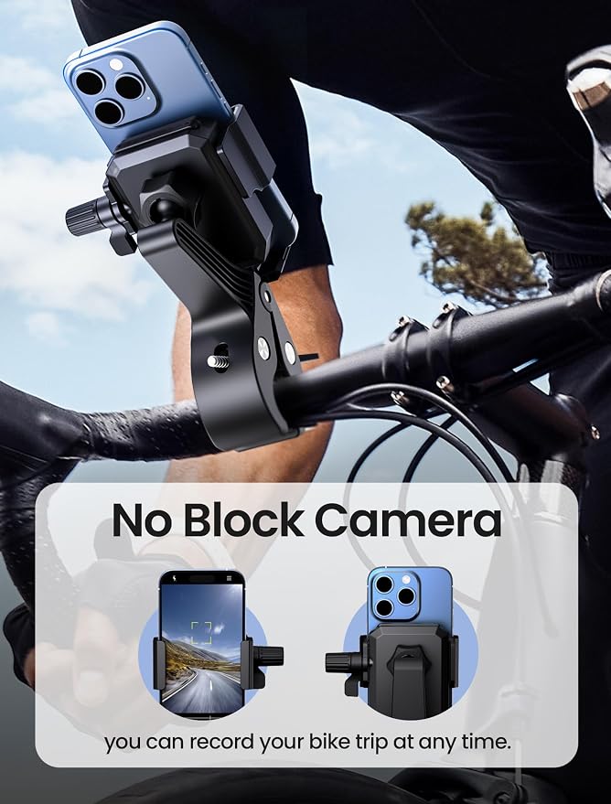 Bike Phone Holder, Geyrut Handlebar Phone Mount [No Block Camera] for Electric Scooter Mountain Dirt Bike and Motorcycle Compatible with 4.7''-7.1'' Smart Phone