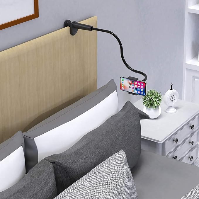 “Gooseneck Phone Holder with Clamp Mount – 360° Flexible Arm Stand for iPhone & Android, Desk Phone Mount”