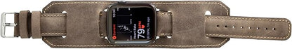 HARDISTON Cuff Watch Band Compatible with Apple 46mm for Men & Women, Handmade Genuine Leather, Compatible with iWatch Series 11 10 9 8 7 6 5 4 3 2 1 SE Ultra, Wrist Bracelet Band, Large/Band-Camel