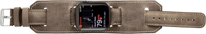 HARDISTON Cuff Watch Band Compatible with Apple 45mm for Men & Women, Handmade Genuine Leather, Compatible with iWatch Series 11 10 9 8 7 6 5 4 3 2 1 SE Ultra, Wrist Bracelet Band, Small/Band-Camel