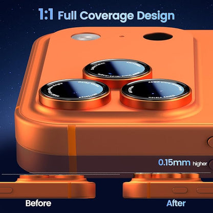 CACOE Camera Lens Protector for iPhone 17ProMax/17Pro/16ProMax/16Pro/15ProMax/15Pro/14ProMax/14Pro, [Anti-Scratch] [Drop-Proof][Strong-Adhesion] Camera Screen Cover(Orange)