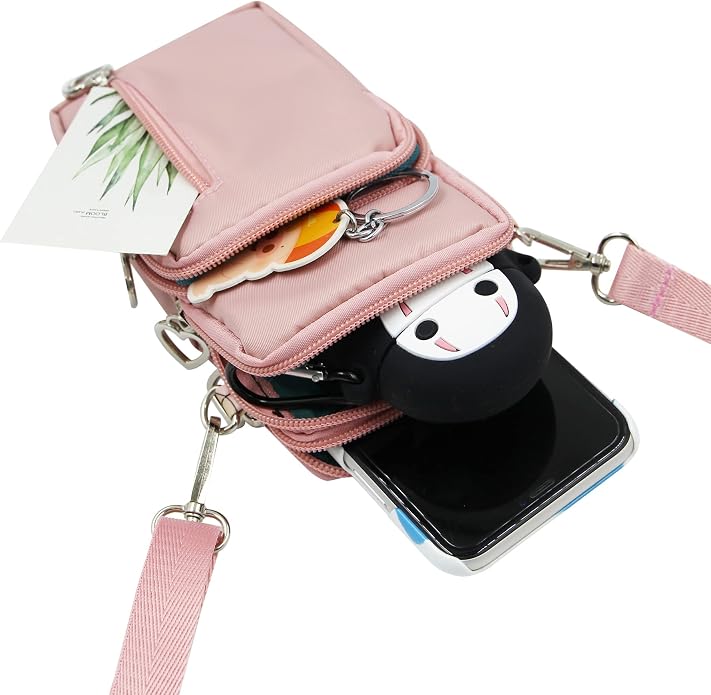 JUMISEE 3-Layers Crossbody Bag Cellphone Pouch Armband Wallet Nylon Smartphone Purse