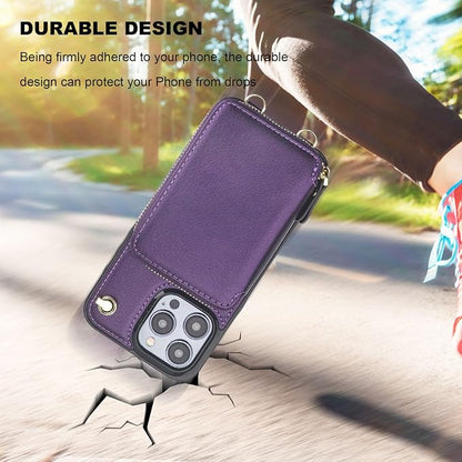 Bocasal Crossbody Wallet Case for iPhone 15 Pro Max, RFID Blocking Leather Purse Case with Card Holder, Protective Handbag Flip Cover with Zipper Wrist Strap Lanyard for Women 6.7 Inch (Dark Purple)