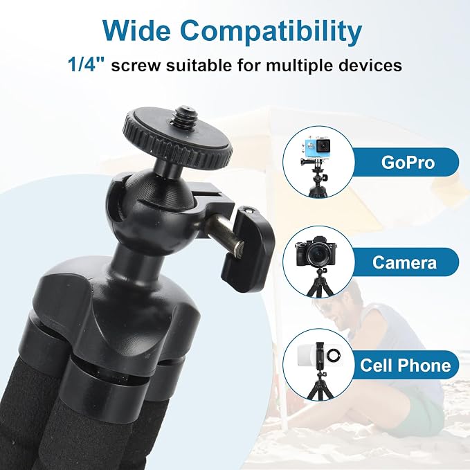 UTEBIT Octopus Phone Tripod, Portable Phone Holder Flexible Cell Phone Tripod Stand with Wireless Remote, Mini Travel Camera Stand Compatible with iPhone, Android All the Phones, Samsung, GoPro, Black