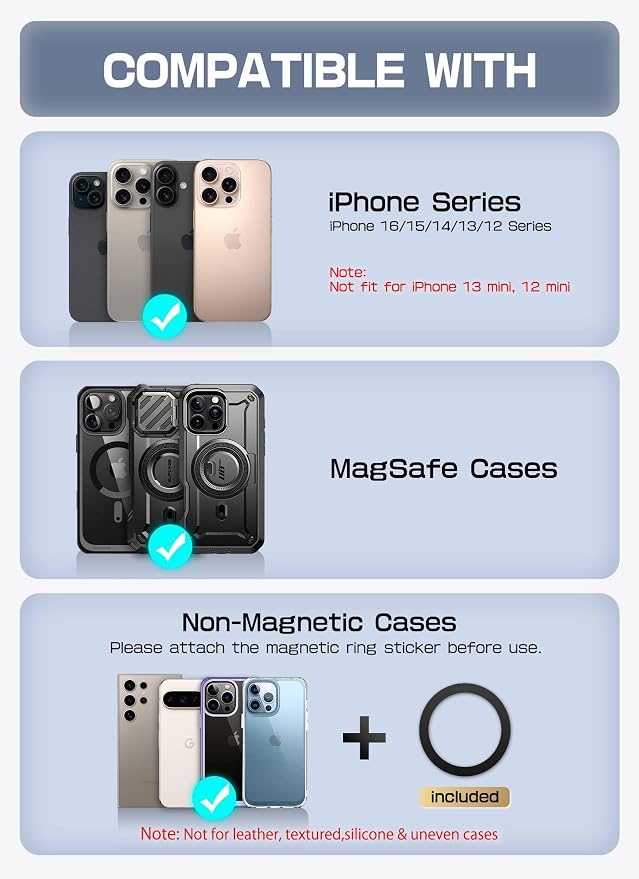 SUPCASE for MagSafe Wallet with Stand, Magnetic Wallet for Men Women, [Hold 6 Cards] [RFID Blocking] [Strong Magnetic Lock] Phone Stand Card Holder for iPhone 17/16/15/14/13/12 Series, Midnight Blue