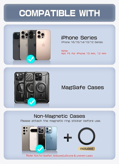 SUPCASE for MagSafe Wallet with Stand, Magnetic Wallet for Men Women, [Hold 6 Cards] [RFID Blocking] [Strong Magnetic Lock] Phone Stand Card Holder for iPhone 17/16/15/14/13/12 Series, Midnight Blue