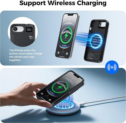 Mavulo Battery Case for iPhone 16e/17e, 8000mAh Portable Power Bank USB-C Fast Charging, Fast Charger, Protective Rechargeable Charger Case for iPhone 16e & iPhone 17e 6.1", Black