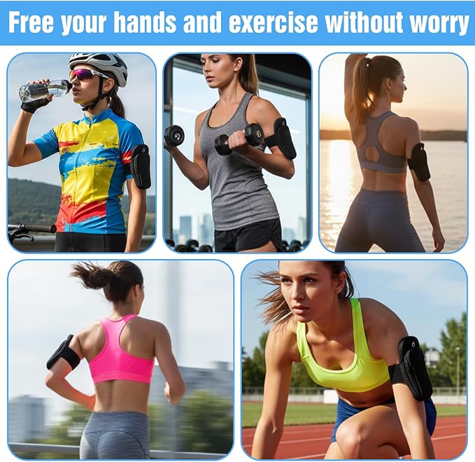 Phone Holder for Running Armband, Water Bottle Phone Holder for Gym, Adjustable Gym Water Bottle Bag with Phones Holders, Black