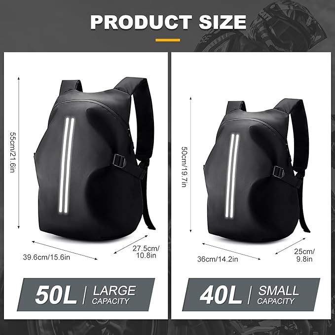 Motorcycle Helmet Backpack, Waterproof Riding Backpacks for Men, Motorcycle accessories, Motorbike Riding Bags, Bikers backpacks, Large Capacity Soft Shell Backpack