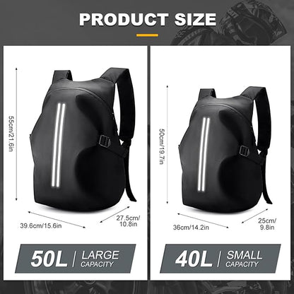 Motorcycle Helmet Backpack, Waterproof Riding Backpacks for Men, Motorcycle accessories, Motorbike Riding Bags, Bikers backpacks, Large Capacity Soft Shell Backpack