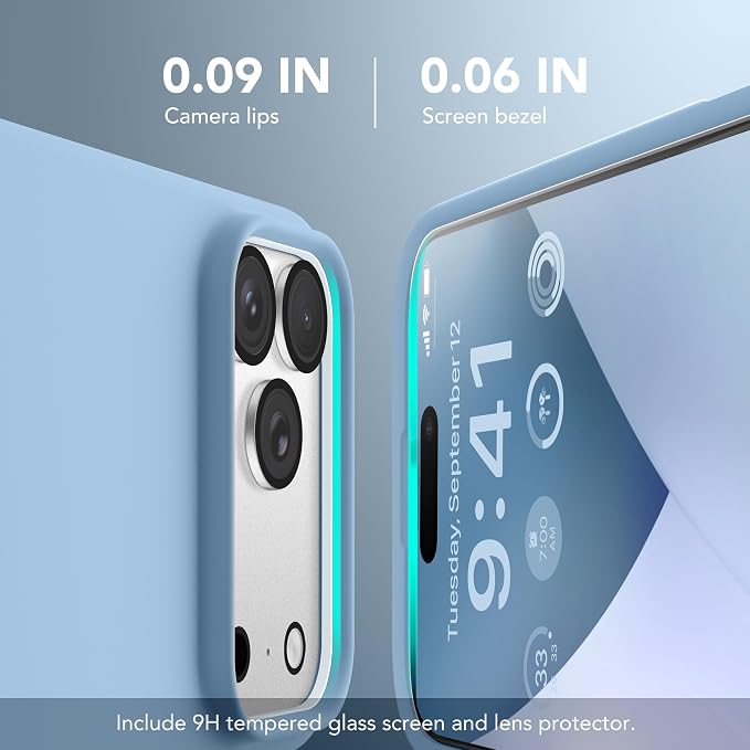 GONEZ Magnetic for iPhone 17 Pro Case, Compatible with MagSafe, [Screen Protector + Camera Lens Protector], Liquid Silicone Anti-Scratch Shockproof Protective Phone Case 6.3 inch, Mist Blue