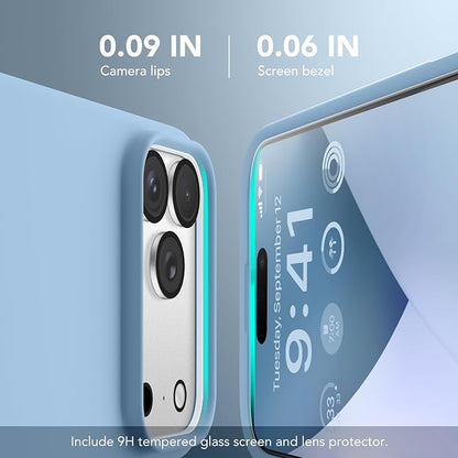 GONEZ Magnetic for iPhone 17 Pro Case, Compatible with MagSafe, [Screen Protector + Camera Lens Protector], Liquid Silicone Anti-Scratch Shockproof Protective Phone Case 6.3 inch, Mist Blue