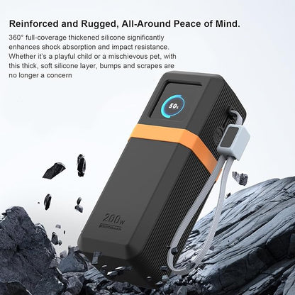 Premium Soft Silicone Protective Cover for UGREEN Nexode Pro 25000mAh 200W PB728 Heavy Duty Armor Skin with Carabiner Hole Anti-Scratch Shockproof Anti-Drop Dust-Proof Sleeve Case Accessories (Gray)