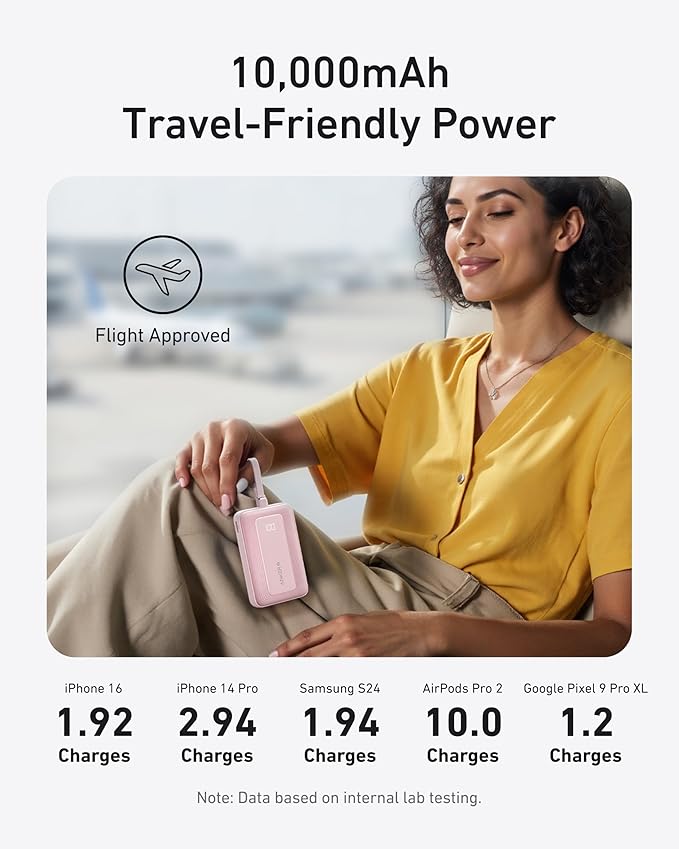 Anker Portable Charger, 10,000mAh 30W Power Bank, USB-C in and Out Fast Charging Battery Pack, Travel Essential Phone Power Bank, for iPhone 17/16, Galaxy and More (White, 10000, Milliamp Hours)