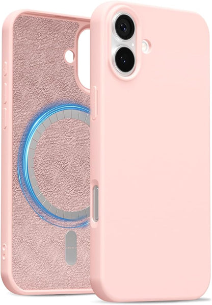 for iPhone 17 Case Silicone Compatible with Magsafe Case, Ultra Slim Thin Magnetic Phone Cases Mag Safe, Cute Soft Rubber Gel TPU Matte Plain Wireless Charging Cover for Women, Light Pink