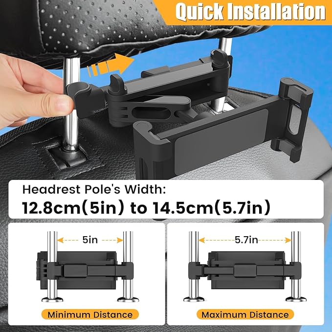 najiaxiaowu PC Tablet Mounts 2 Pack Tablet Holder for Car,ipad Headrest Mount for 5.5-18.4 Inch ipad/Phones Car Tablets Holder with 360°Rotating Adjustable,Black