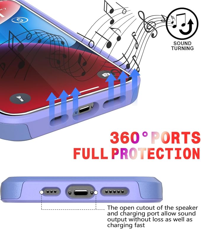 Diverbox for iPhone 14 case [Shockproof] [Dropproof] [Tempered Glass Screen Protector ],Heavy Duty Protection Phone Case Cover for Apple iPhone 14 (Purple-2in1)
