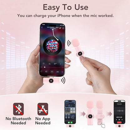 Mini Wireless Lavalier Microphone for iPhone 15 16, iOS and Android Devices - USB C Noise Reduction Lapel Mic for Recording, Clip Omni Lav Mic Microfono for Video Recording, Tiktok, Youtube, Vlog