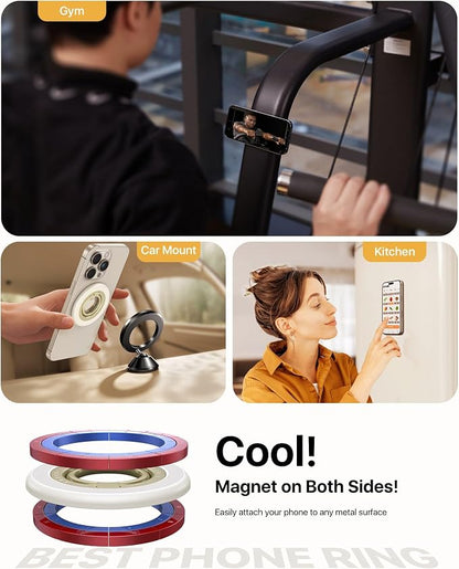 andobil 2026 3rd Gen Magnetic Phone Grip for MagSafe [360° Rotatable & Ultra-Stable] Double-sided Magnet Cell Phone Ring Holder Compatible with MagSafe Accessories&iPhone 17 Air 16 Pro Max 15 14 13 12