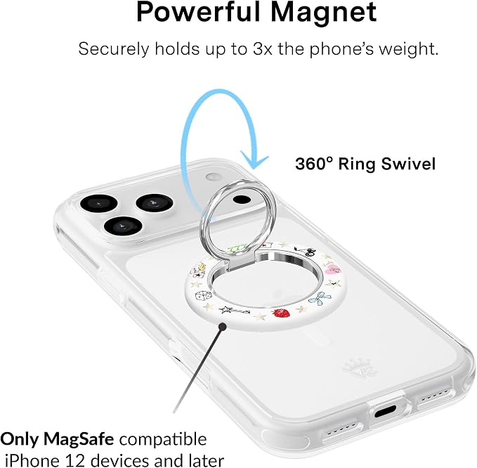 VELVET CAVIAR Compatible with MagSafe Phone Grip 2.0 | Cute Magnetic Ring Holder | Finger Loop Kickstand | Pop On Accessory for iPhone 17, 16, 15, 14, 13, 12 | Lucky Charm