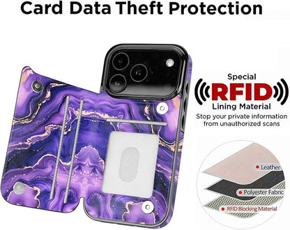 uCOLOR for iPhone 17 Pro Wallet Case with Card Holder PU Leather RFID Blocking Design iPhone 17 Pro flip case for Women Men Magnetic Clasp Kickstand Design 6.3 inch (Amethyst Dreams)