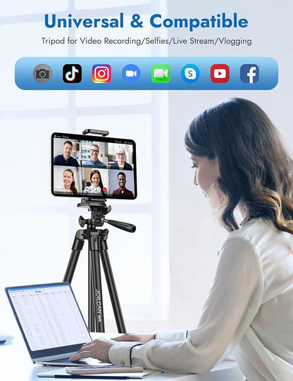 JOILCAN 67" Tripods Camera Tripod, Phone Tablet Tripod for Video Recording Vlog Photo with Remote Carry Bag, Aluminum Lightweight Travel Tripods