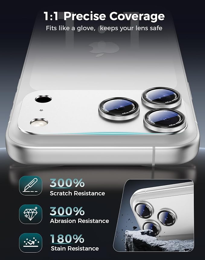 Goton Compatible for iPhone 17 Pro Camera Lens Protector, 1-Pack Aluminum Alloy Metal Cover with HD Tempered Glass, Pro Camera Style, Shatter-Resistant, Scratch-Proof, Case Friendly