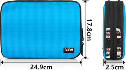 BUBM Double Layer Electronic Accessories Organizer, Travel Gear Bag for Cables, USB Flash Drive, Plug and More, Perfect Size Fits for iPad Mini (Medium, Blue) | Travel Gadget Bag for Cables, USB Flash Drive, Plug and More, Perfect Size Fits for iPad Mini