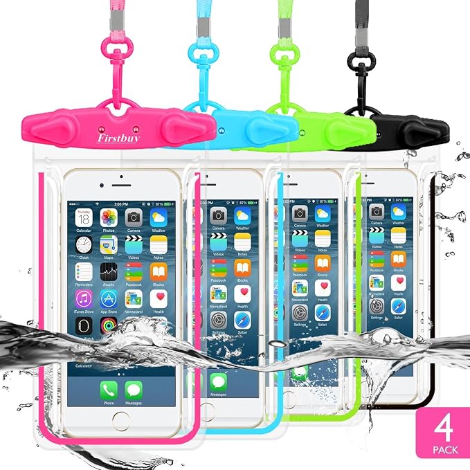 Universal Waterproof Phone Pouch, 4 Pack Waterproof Phone Case Dry Bag with Neck Strap Luminous Ornament for Water Games Cruise Essentials for iPhone 17 16 15 13 Pro Max Plus Galaxy Google up to 7.5"