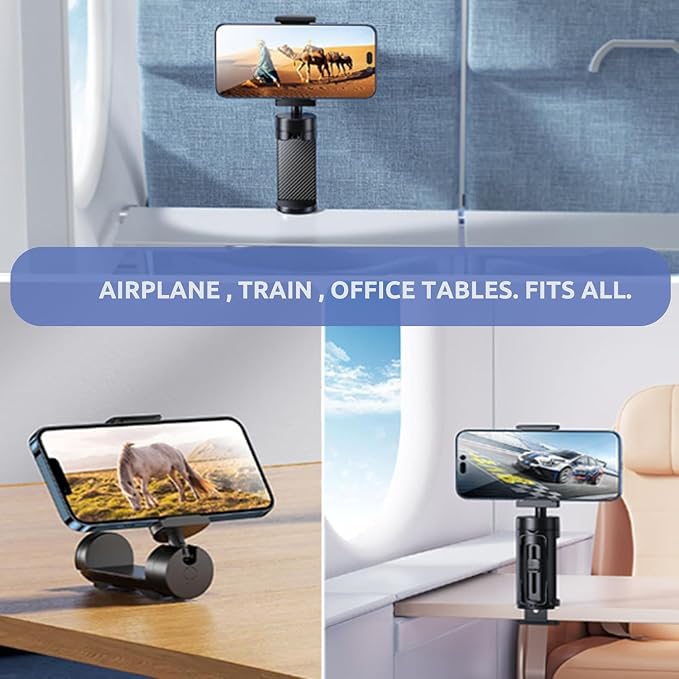 5 PACK Airplane Phone Holder Travel Essentials Accessories – Universal Hands Free Cell Phone Stand Mount for Air Plane Table Seat Desk, Cruise, Car & Flight – Mini Size for Vacation, iPhone, Samsung