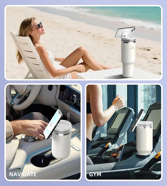Phone Holder with Magnetic for Stanley Quencher H2.0 FlowState 40 OZ Tumbler Lids for Stanley Cup Accessory for Gym Office Home Car