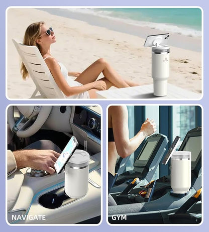 Phone Holder with Magnetic for Stanley Quencher H2.0 FlowState 40 OZ Tumbler Lids for Stanley Cup Accessory for Gym Office Home Car