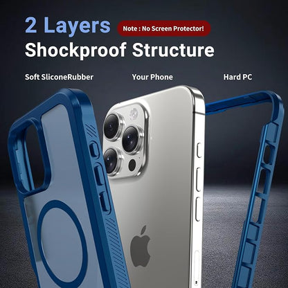 jaroco Magnetic for iPhone 16 Pro Case, [Compatible with MagSafe][Military Grade Drop Protection][Heavy Duty Protection][Non-Slip][Shockproof] 2-Layer Durable Bumper Phone Case 6.3''-Deep Blue