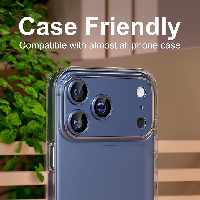 beuxece Compatible for iPhone 17 Pro Max Camera Lens Protector, Matte Metal Tempered Glass Rear Camera Screen Cover Accessories [Military Grade Shatterproof] [Strong Adsorption] - Blue