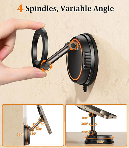 Vacuum Suction Cup Phone Mount,Hands-Free Magnetic Shower Cell Phone Holder,Adjustable Phone Suction Grip for Mirror/Car Dashboard/Gym,Compatible with MagSafe iPhone 16/15/14/13/12 (X20)
