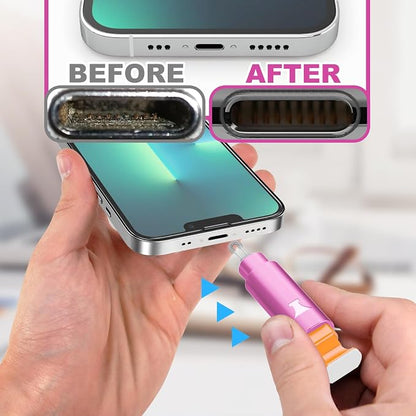 Ordilend for iPhone Cleaning Kit for Charging Port Cleaner, Multi-Tool iPhone Cleaner Repair Lightning Cable, Cell Phone Cleaning Kit for iPad, Connector, Speaker, Airpod with Storage Case, Pink
